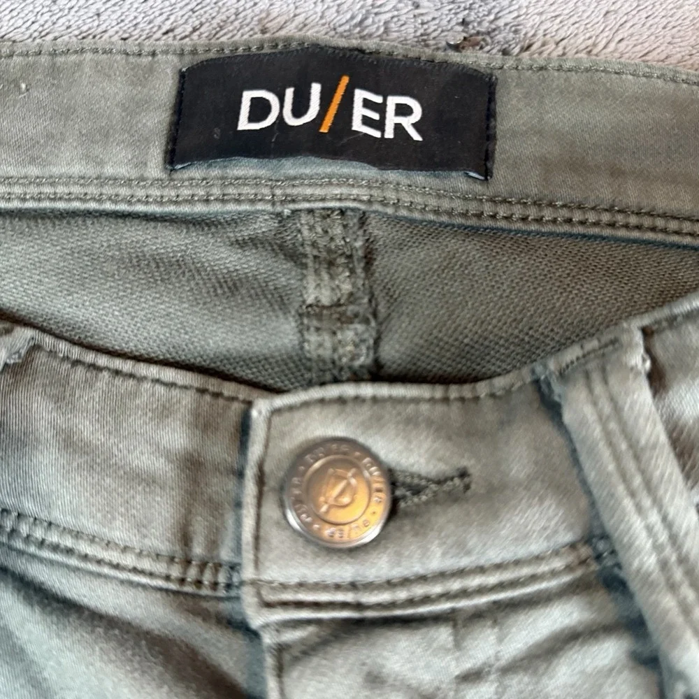 DU/ER No Sweat Pants Mens 32x32 N2X Relaxed Taper Green Performance Denim